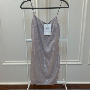 Glittering Silver Mini Dress